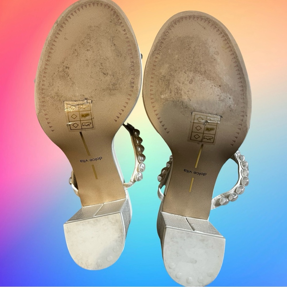EUC DOLCE VITA BARRIT PEARL HEELS - WOMEN'S 9 - Picture 8 of 13